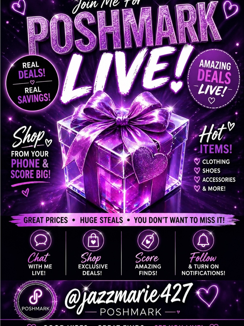 Poshmark Live! Purple Gift Box Party Poster